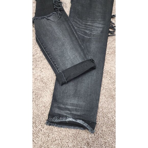 One X OneTeaspoon Free People Awesome Baggies Washed Black Destroyed Jeans 25 - Picture 7 of 9